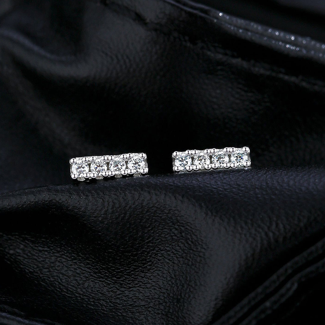 Pavé Bar Stud Earrings | Moissanite | 925 Sterling Silver | Prm8110 - Earrings | Singapore Jewellery, Wedding Rings &amp; Gifts | Same Day Delivery | Tiara.com.sg