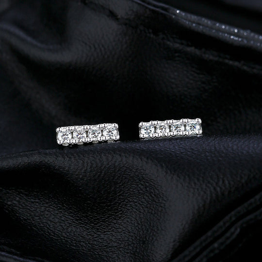 Pavé Bar Stud Earrings | Moissanite | 925 Sterling Silver | Prm8110 - Earrings | Singapore Jewellery, Wedding Rings &amp; Gifts | Same Day Delivery | Tiara.com.sg