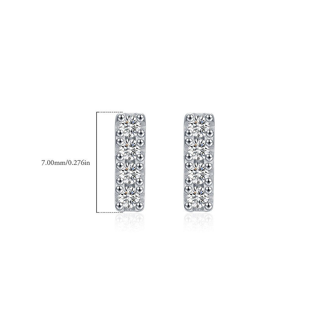 Pavé Bar Stud Earrings | Moissanite | 925 Sterling Silver | Prm8110 - Earrings | Singapore Jewellery, Wedding Rings &amp; Gifts | Same Day Delivery | Tiara.com.sg