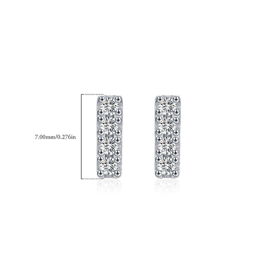 Pavé Bar Stud Earrings | Moissanite | 925 Sterling Silver | Prm8110 - Earrings | Singapore Jewellery, Wedding Rings &amp; Gifts | Same Day Delivery | Tiara.com.sg