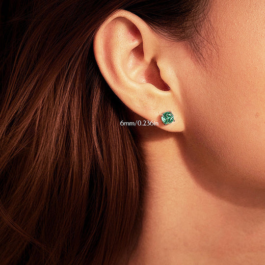 Paraiba Blue-Green Rose Stud Earrings | Diamond Simulant | 925 Sterling Silver | Prm8111 - Earrings | Singapore Jewellery, Wedding Rings &amp; Gifts | Same Day Delivery | Tiara.com.sg