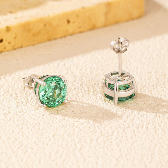Paraiba Blue-Green Rose Stud Earrings | Diamond Simulant | 925 Sterling Silver | Prm8111 - Earrings | Singapore Jewellery, Wedding Rings &amp; Gifts | Same Day Delivery | Tiara.com.sg