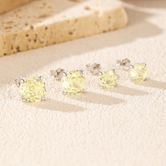 Canary Yellow Rose Stud Earrings | Diamond Simulant | 925 Sterling Silver | Prm8112 - Earrings | Singapore Jewellery, Wedding Rings &amp; Gifts | Same Day Delivery | Tiara.com.sg