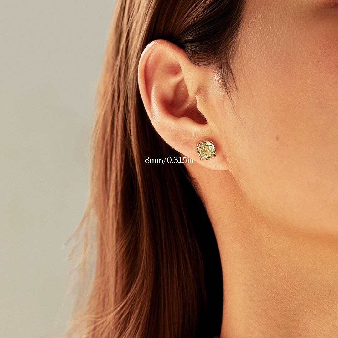 Canary Yellow Rose Stud Earrings | Diamond Simulant | 925 Sterling Silver | Prm8112 - Earrings | Singapore Jewellery, Wedding Rings &amp; Gifts | Same Day Delivery | Tiara.com.sg