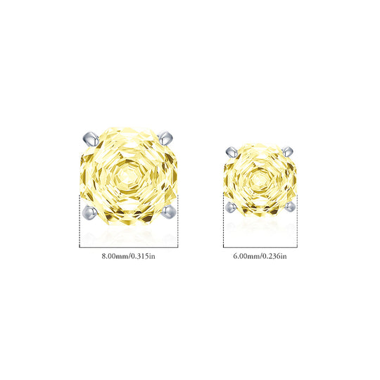 Canary Yellow Rose Stud Earrings | Diamond Simulant | 925 Sterling Silver | Prm8112 - Earrings | Singapore Jewellery, Wedding Rings &amp; Gifts | Same Day Delivery | Tiara.com.sg