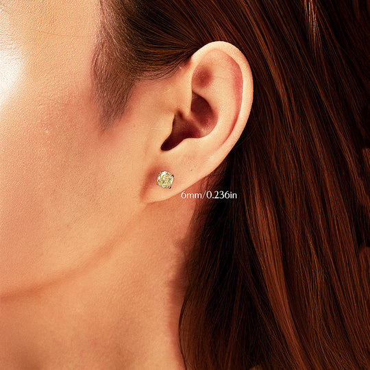 Canary Yellow Rose Stud Earrings | Diamond Simulant | 925 Sterling Silver | Prm8112 - Earrings | Singapore Jewellery, Wedding Rings &amp; Gifts | Same Day Delivery | Tiara.com.sg