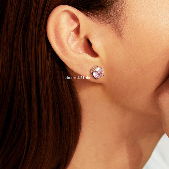 Soft Pink Rose Stud Earrings | Diamond Simulant | 925 Sterling Silver | Prm8113 - Earrings | Singapore Jewellery, Wedding Rings &amp; Gifts | Same Day Delivery | Tiara.com.sg