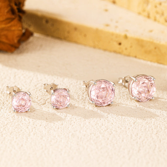 Soft Pink Rose Stud Earrings | Diamond Simulant | 925 Sterling Silver | Prm8113 - Earrings | Singapore Jewellery, Wedding Rings &amp; Gifts | Same Day Delivery | Tiara.com.sg