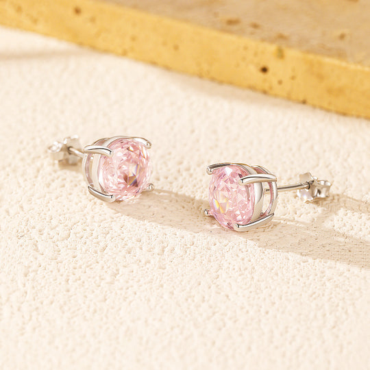 Soft Pink Rose Stud Earrings | Diamond Simulant | 925 Sterling Silver | Prm8113 - Earrings | Singapore Jewellery, Wedding Rings &amp; Gifts | Same Day Delivery | Tiara.com.sg