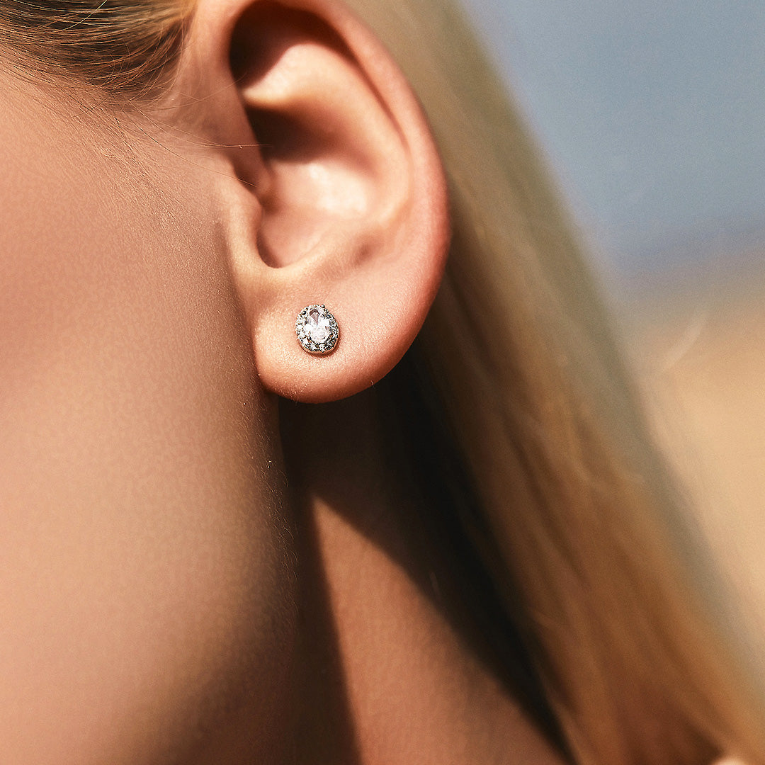Classic Halo Stud Earrings | Diamond Simulant | 925 Sterling Silver | Prm8114 - Earrings | Singapore Jewellery, Wedding Rings &amp; Gifts | Same Day Delivery | Tiara.com.sg