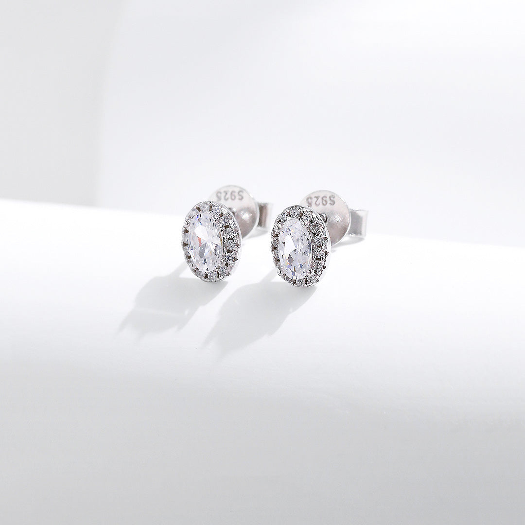 Classic Halo Stud Earrings | Diamond Simulant | 925 Sterling Silver | Prm8114 - Earrings | Singapore Jewellery, Wedding Rings &amp; Gifts | Same Day Delivery | Tiara.com.sg