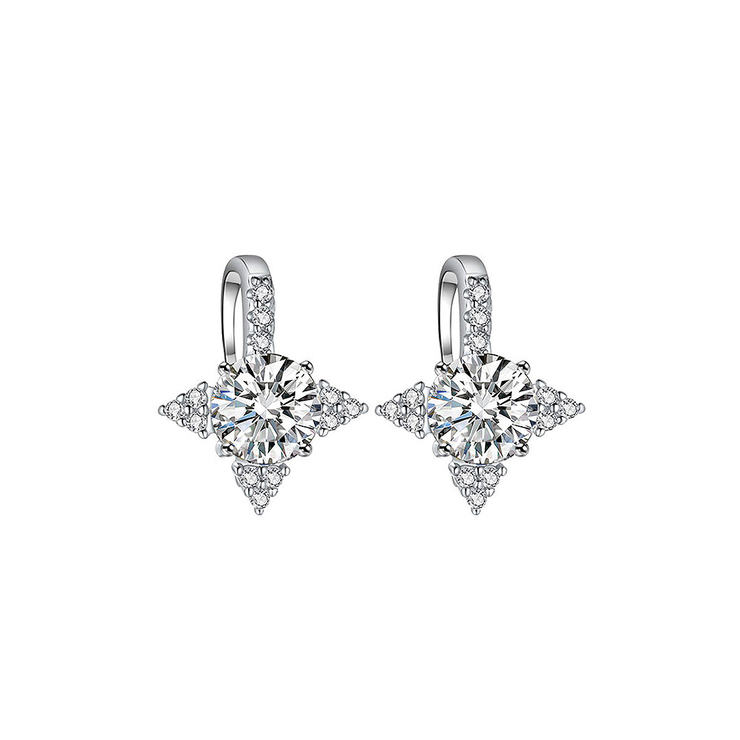 Starburst Solitaire Drop Huggies | Moissanite | 14K Gold Plated 925 Sterling Silver | Prm8115 - Earrings | Singapore Jewellery, Wedding Rings &amp; Gifts | Same Day Delivery | Tiara.com.sg
