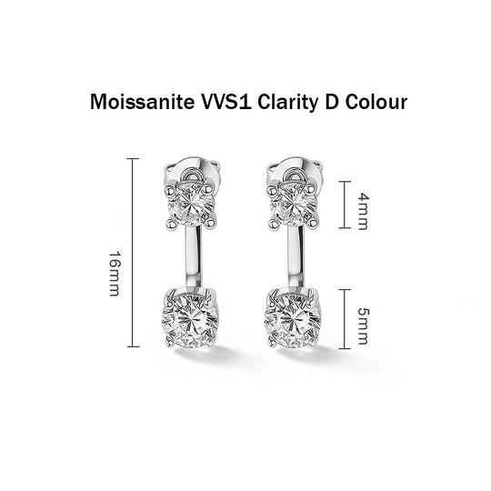 Front-to-Back Jacket Earrings | Moissanite | 14K Gold Plated 925 Sterling Silver | Prm8116 - Earrings | Singapore Jewellery, Wedding Rings &amp; Gifts | Same Day Delivery | Tiara.com.sg