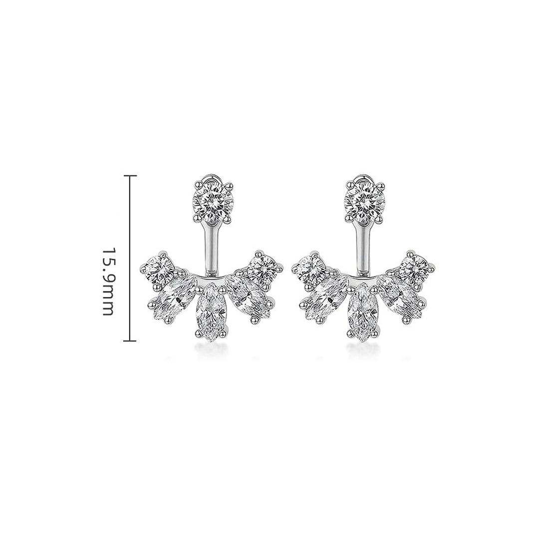 Marquise &amp; Round Ear Jacket Earrings | Diamond Simulant | 14K Gold Plated 925 Sterling Silver | Prm8118 - Earrings | Singapore Jewellery, Wedding Rings &amp; Gifts | Same Day Delivery | Tiara.com.sg