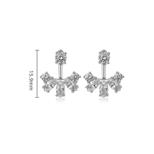 Marquise &amp; Round Ear Jacket Earrings | Diamond Simulant | 14K Gold Plated 925 Sterling Silver | Prm8118 - Earrings | Singapore Jewellery, Wedding Rings &amp; Gifts | Same Day Delivery | Tiara.com.sg