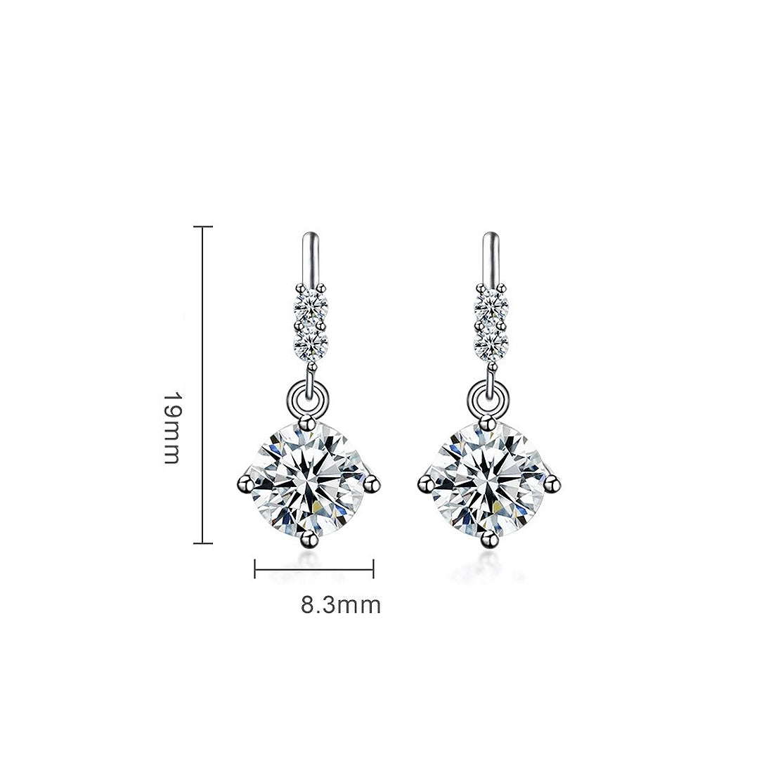 Solitaire Trilogy Drop Earrings | Moissanite | 925 Sterling Silver | Prm8119 - Earrings | Singapore Jewellery, Wedding Rings &amp; Gifts | Same Day Delivery | Tiara.com.sg