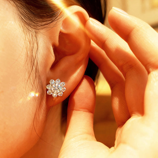 Floral Cluster Stud Earrings | Moissanite | 925 Sterling Silver | Prm8120 - Earrings | Singapore Jewellery, Wedding Rings &amp; Gifts | Same Day Delivery | Tiara.com.sg