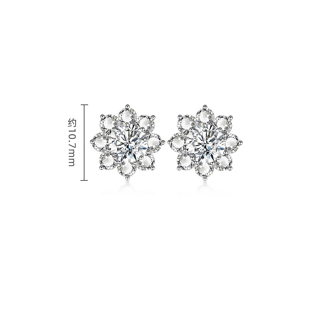 Floral Cluster Stud Earrings | Moissanite | 925 Sterling Silver | Prm8120 - Earrings | Singapore Jewellery, Wedding Rings &amp; Gifts | Same Day Delivery | Tiara.com.sg