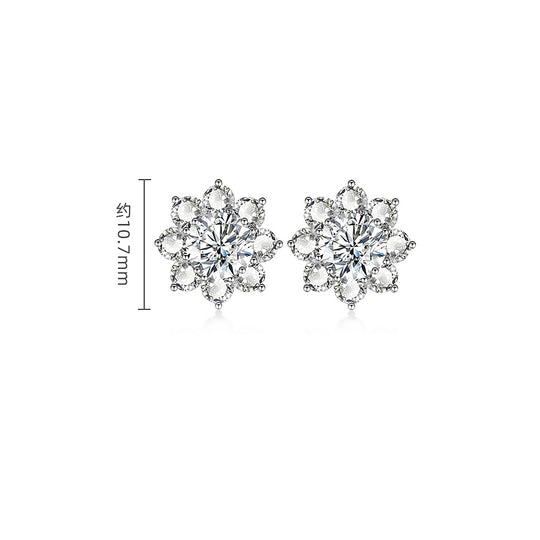 Floral Cluster Stud Earrings | Moissanite | 925 Sterling Silver | Prm8120 - Earrings | Singapore Jewellery, Wedding Rings &amp; Gifts | Same Day Delivery | Tiara.com.sg