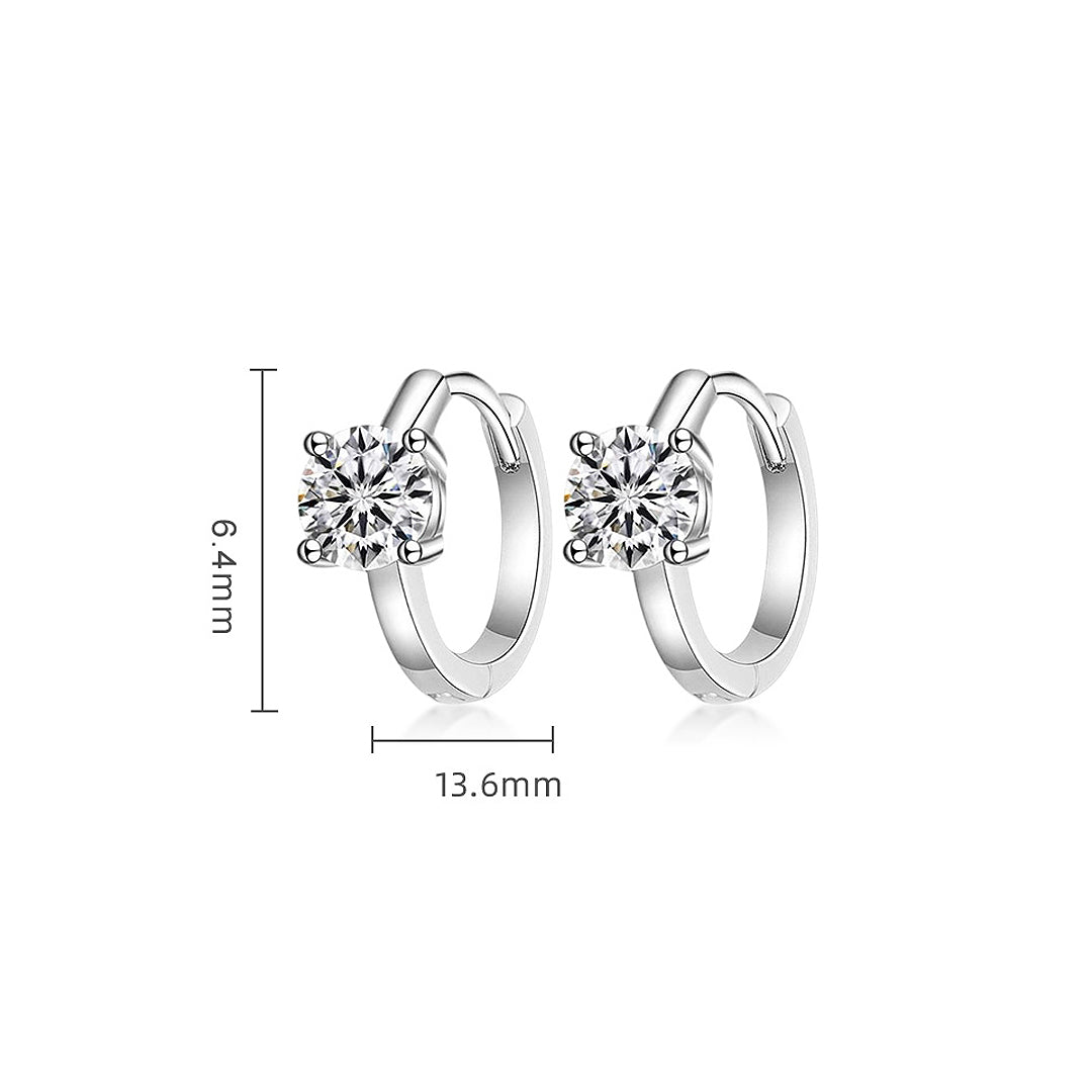 Solitaire Prong Set Huggie Earrings | 0.50ct - 1.00ct | Moissanite | 925 Sterling Silver | Prm8121 - Earrings | Singapore Jewellery, Wedding Rings &amp; Gifts | Same Day Delivery | Tiara.com.sg