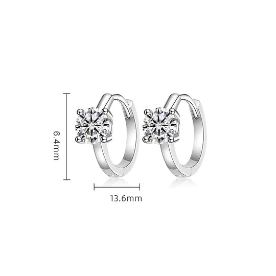 Solitaire Prong Set Huggie Earrings | 0.50ct - 1.00ct | Moissanite | 925 Sterling Silver | Prm8121 - Earrings | Singapore Jewellery, Wedding Rings &amp; Gifts | Same Day Delivery | Tiara.com.sg