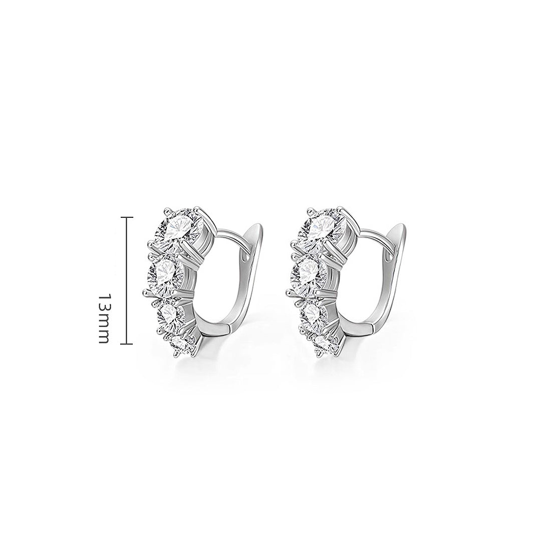 Graduated Cluster Huggie Earrings | Moissanite | 925 Sterling Silver | Prm8122 - Earrings | Singapore Jewellery, Wedding Rings &amp; Gifts | Same Day Delivery | Tiara.com.sg