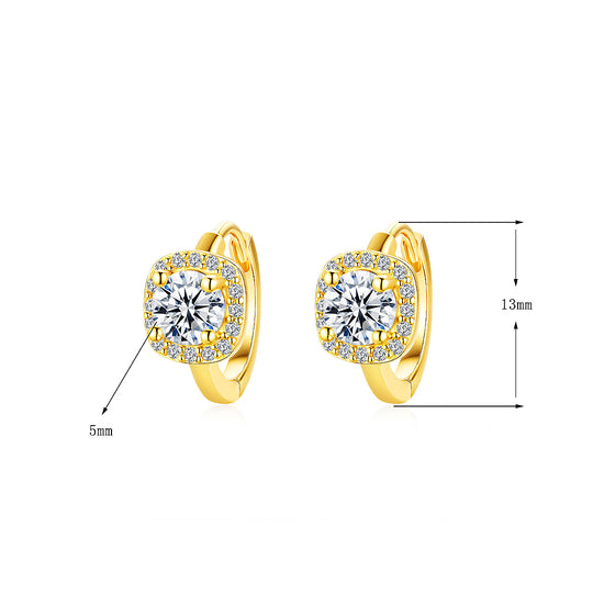 Cushion Halo Huggie Earrings | Moissanite | 14K Gold Plated 925 Sterling Silver | Prm8123 - Earrings | Singapore Jewellery, Wedding Rings &amp; Gifts | Same Day Delivery | Tiara.com.sg