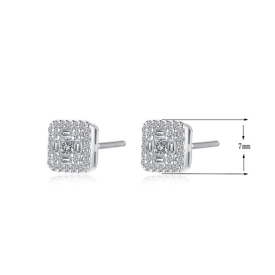 Square Halo Cluster Stud Earrings | Moissanite | 14K Gold Plated 925 Sterling Silver | Prm8125 - Earrings | Singapore Jewellery, Wedding Rings &amp; Gifts | Same Day Delivery | Tiara.com.sg