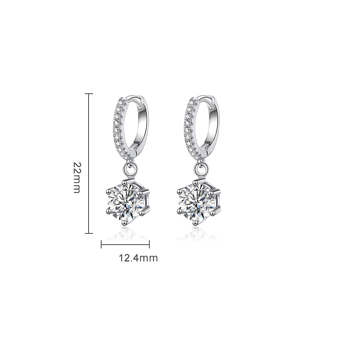Solitaire Dangle Pavé Huggie Earrings | Moissanite | 925 Sterling Silver | Prm8126 - Earrings | Singapore Jewellery, Wedding Rings &amp; Gifts | Same Day Delivery | Tiara.com.sg