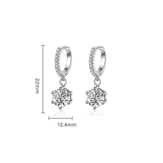 Solitaire Dangle Pavé Huggie Earrings | Moissanite | 925 Sterling Silver | Prm8126 - Earrings | Singapore Jewellery, Wedding Rings &amp; Gifts | Same Day Delivery | Tiara.com.sg