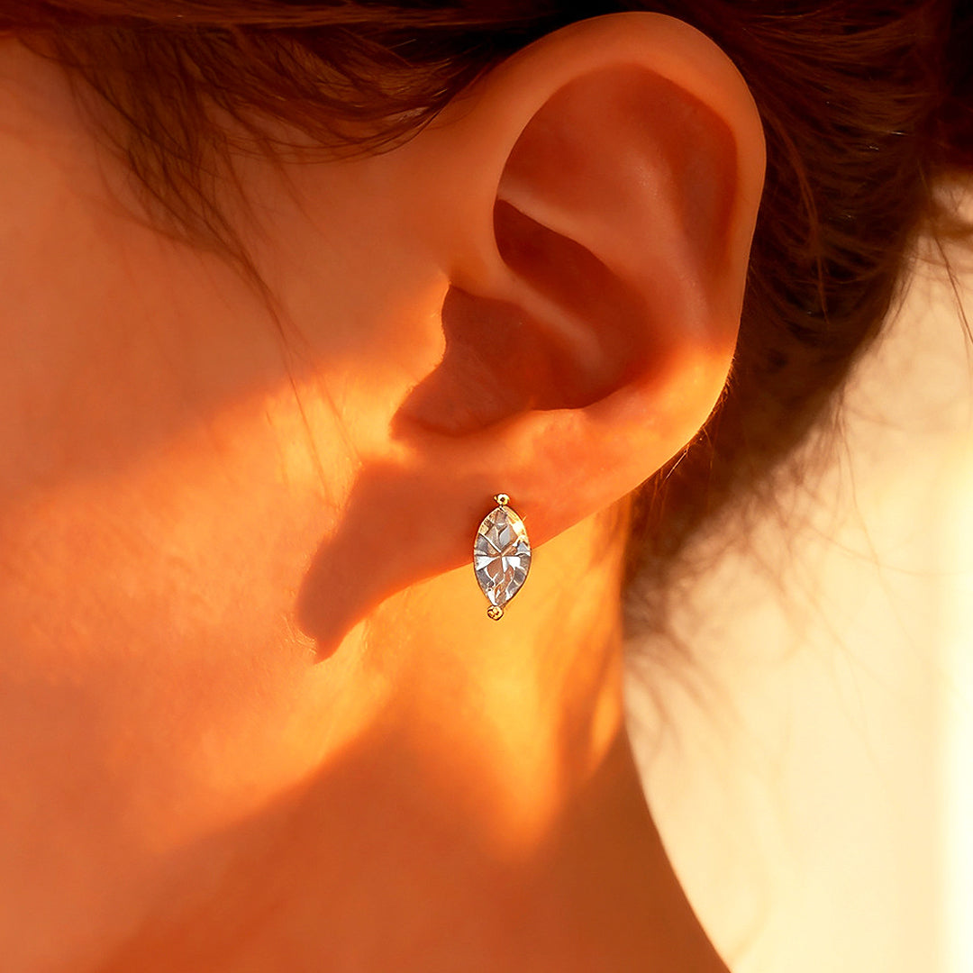 Marquise Solitaire Stud Earrings | Moissanite | 925 Sterling Silver | Prm8127 - Earrings | Singapore Jewellery, Wedding Rings & Gifts | Same Day Delivery | Tiara.com.sg