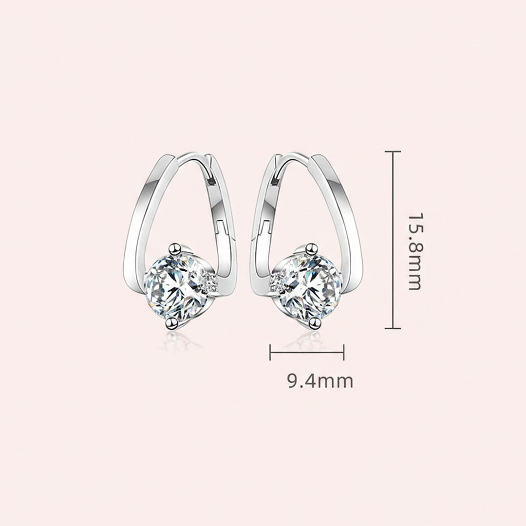 Solitaire U-Shape Huggie Earrings | Moissanite | 925 Sterling Silver | Prm8130 - Earrings | Singapore Jewellery, Wedding Rings &amp; Gifts | Same Day Delivery | Tiara.com.sg