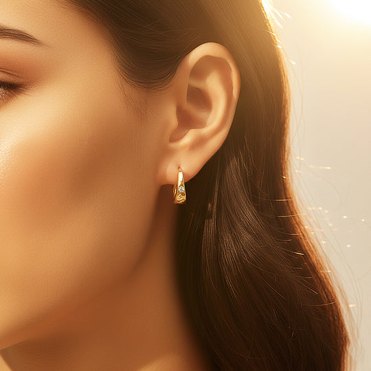 Huggie Earrings | Moissanite | 14K Gold Plated 925 Sterling Silver | Prm8132 - Earrings | Singapore Jewellery, Wedding Rings &amp; Gifts | Same Day Delivery | Tiara.com.sg