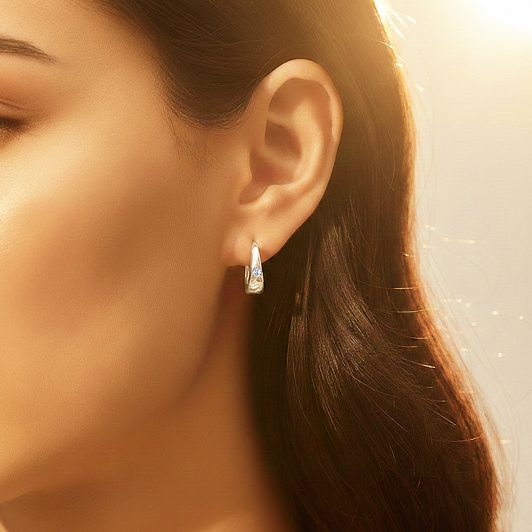 Huggie Earrings | Moissanite | 14K Gold Plated 925 Sterling Silver | Prm8132 - Earrings | Singapore Jewellery, Wedding Rings &amp; Gifts | Same Day Delivery | Tiara.com.sg