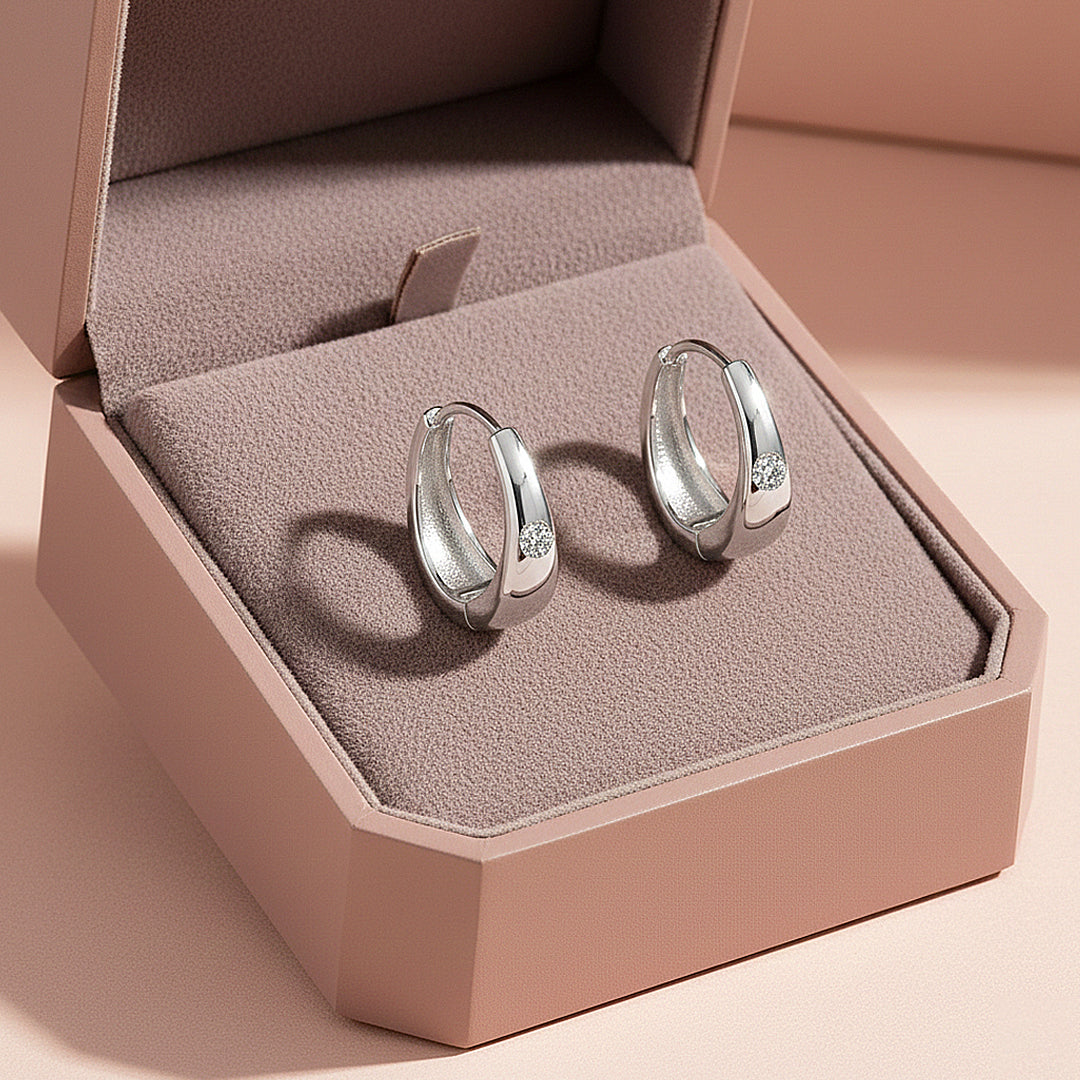 Huggie Earrings | Moissanite | 14K Gold Plated 925 Sterling Silver | Prm8132 - Earrings | Singapore Jewellery, Wedding Rings &amp; Gifts | Same Day Delivery | Tiara.com.sg