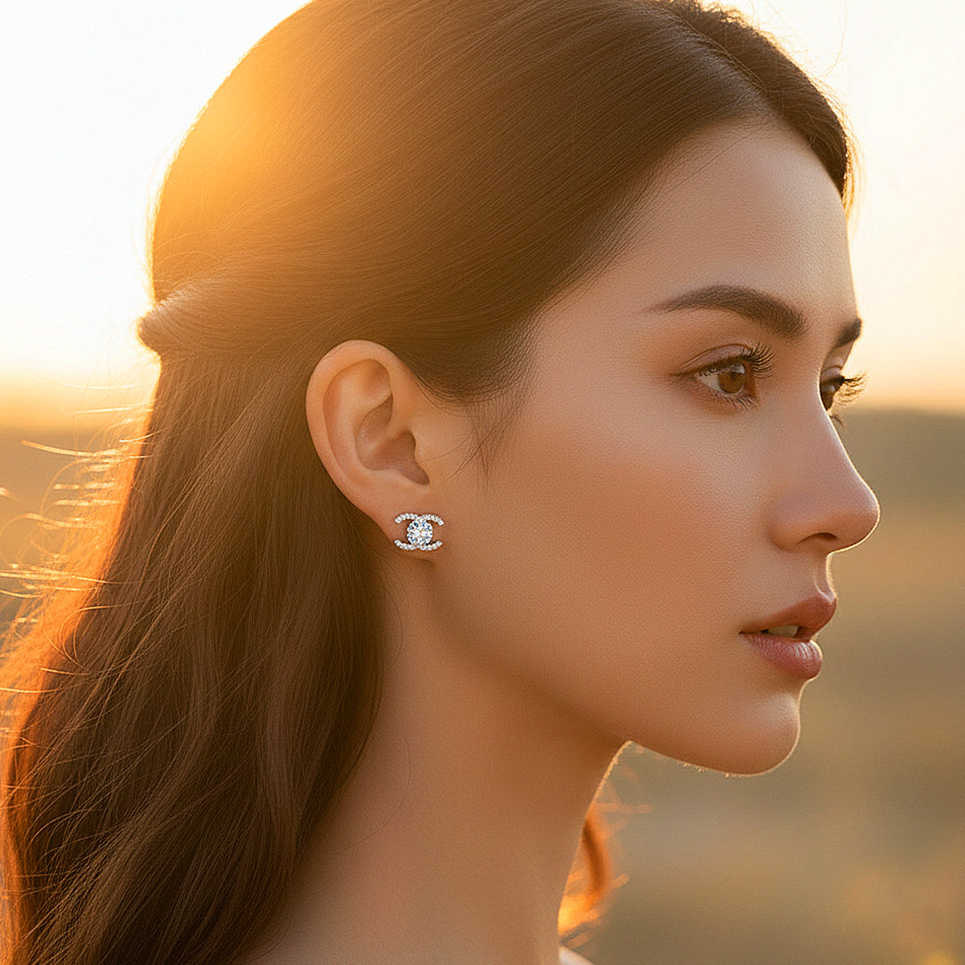 Iconic C-Halo Stud Earrings | Moissanite | 925 Sterling Silver | Prm8147 - Earrings | Singapore Jewellery, Wedding Rings &amp; Gifts | Same Day Delivery | Tiara.com.sg