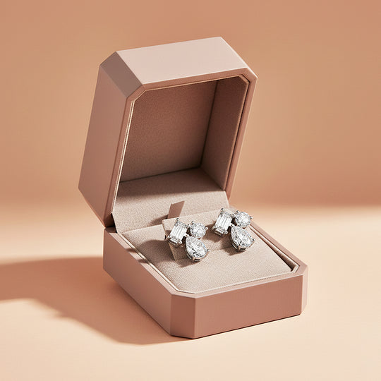 Multi-Shape Cluster Stud Earrings | Moissanite | 925 Sterling Silver | Prm8149 - Earrings | Singapore Jewellery, Wedding Rings &amp; Gifts | Same Day Delivery | Tiara.com.sg