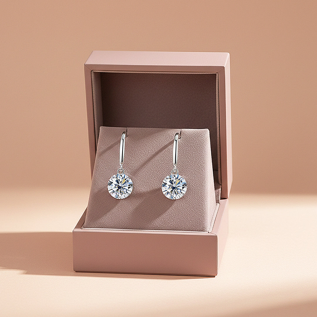 Classic Solitaire Drop Earrings | Moissanite | 14K Gold Plated 925 Sterling Silver | Prm8151 - Earrings | Singapore Jewellery, Wedding Rings &amp; Gifts | Same Day Delivery | Tiara.com.sg