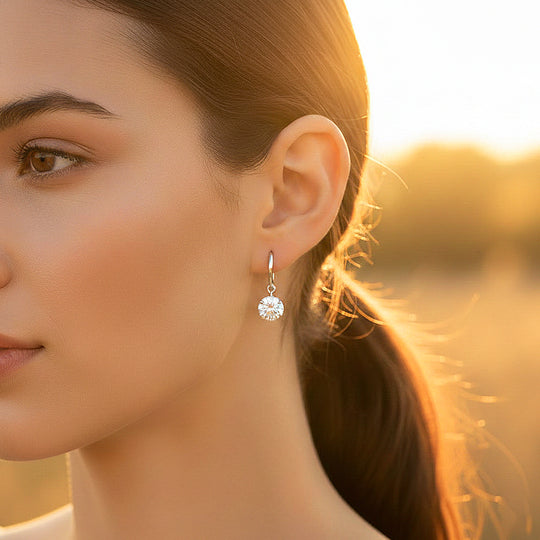 Classic Solitaire Drop Earrings | Moissanite | 14K Gold Plated 925 Sterling Silver | Prm8151 - Earrings | Singapore Jewellery, Wedding Rings &amp; Gifts | Same Day Delivery | Tiara.com.sg