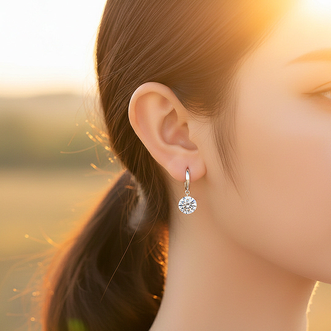 Classic Solitaire Drop Earrings | Moissanite | 14K Gold Plated 925 Sterling Silver | Prm8151 - Earrings | Singapore Jewellery, Wedding Rings & Gifts | Same Day Delivery | Tiara.com.sg