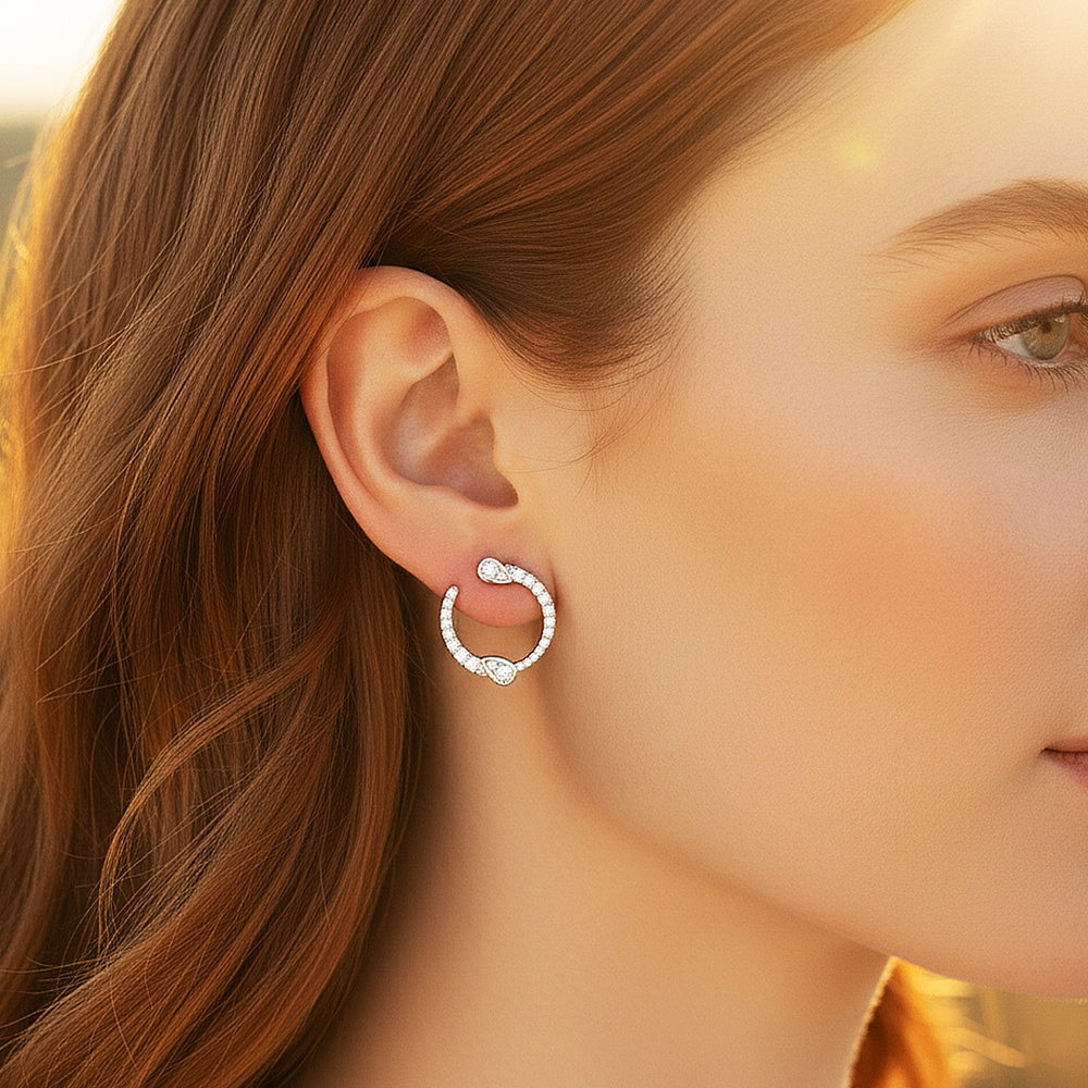 Teardrop Wrap Hoop Earrings | Moissanite | 925 Sterling Silver | Prm8154 - Earrings | Singapore Jewellery, Wedding Rings & Gifts | Same Day Delivery | Tiara.com.sg