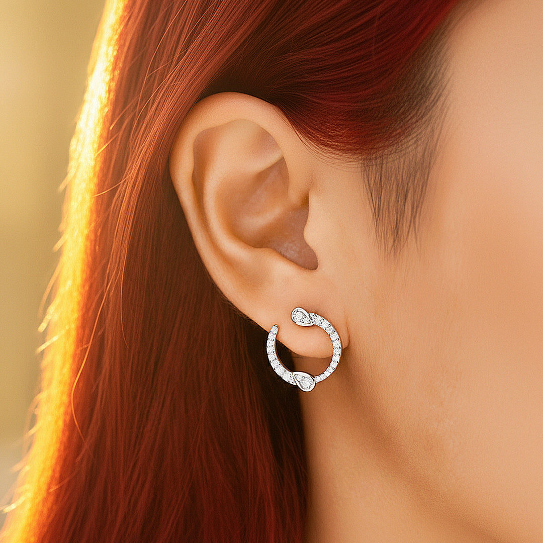 Teardrop Wrap Hoop Earrings | Moissanite | 925 Sterling Silver | Prm8154 - Earrings | Singapore Jewellery, Wedding Rings &amp; Gifts | Same Day Delivery | Tiara.com.sg