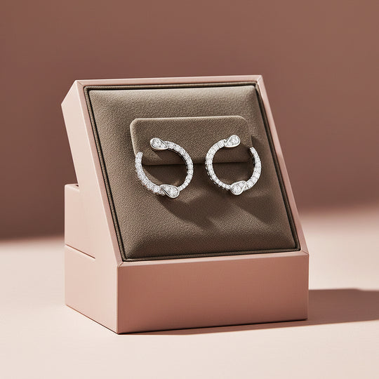 Teardrop Wrap Hoop Earrings | Moissanite | 925 Sterling Silver | Prm8154 - Earrings | Singapore Jewellery, Wedding Rings &amp; Gifts | Same Day Delivery | Tiara.com.sg