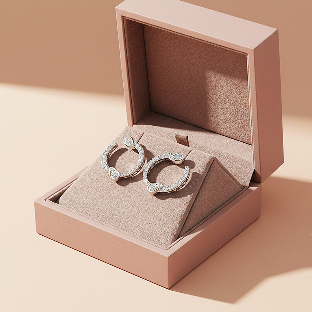 Teardrop Wrap Hoop Earrings | Moissanite | 925 Sterling Silver | Prm8154 - Earrings | Singapore Jewellery, Wedding Rings &amp; Gifts | Same Day Delivery | Tiara.com.sg