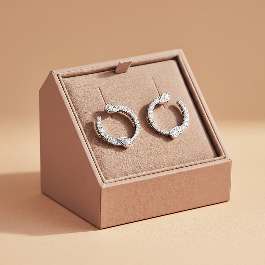 Teardrop Wrap Hoop Earrings | Moissanite | 925 Sterling Silver | Prm8154 - Earrings | Singapore Jewellery, Wedding Rings &amp; Gifts | Same Day Delivery | Tiara.com.sg