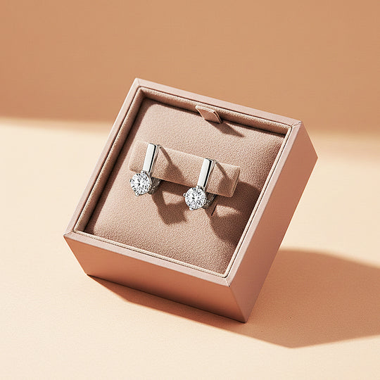 Solitaire Huggie Earrings | Moissanite | 14K Gold Plated 925 Sterling Silver | Prm8155 - Earrings | Singapore Jewellery, Wedding Rings &amp; Gifts | Same Day Delivery | Tiara.com.sg