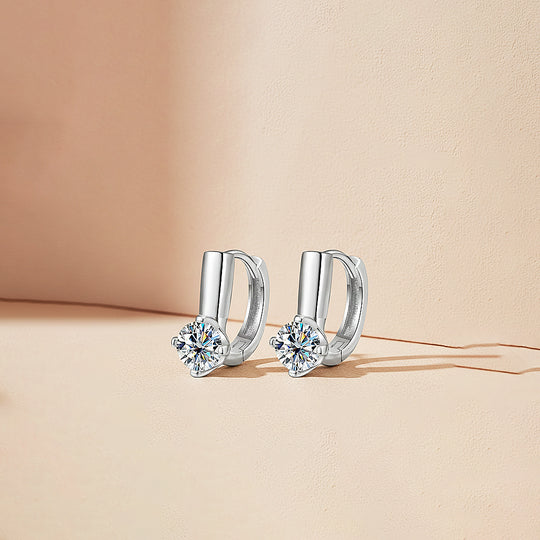 Solitaire Huggie Earrings | Moissanite | 14K Gold Plated 925 Sterling Silver | Prm8155 - Earrings | Singapore Jewellery, Wedding Rings &amp; Gifts | Same Day Delivery | Tiara.com.sg