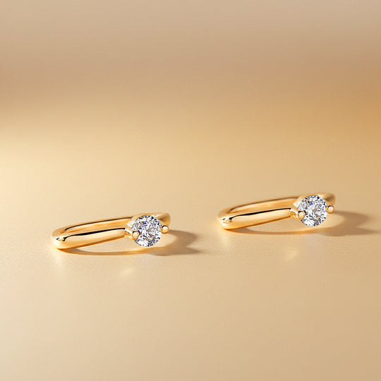 Minimalist Solitaire Drop Earrings | Moissanite | 14K Rose Gold Plated 925 Sterling Silver | Prm8156 - Earrings | Singapore Jewellery, Wedding Rings &amp; Gifts | Same Day Delivery | Tiara.com.sg