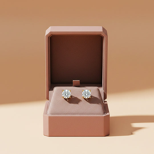 Classic Solitaire Stud Earrings | Moissanite | 14K Gold Plated 925 Sterling Silver | Prm8157 - Earrings | Singapore Jewellery, Wedding Rings &amp; Gifts | Same Day Delivery | Tiara.com.sg