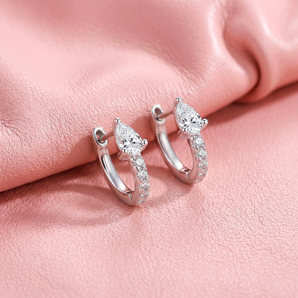Pear Moissanite Hoop Earrings | 925 Sterling Silver | PRM8168